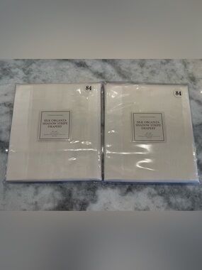 100% Silk RH Restoration Hardware Organza Shadow Stripe Drapery Panels Set of 2